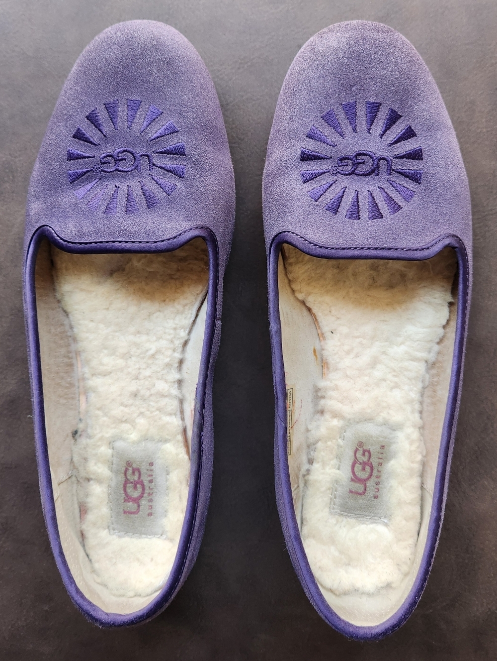 UGG Women's Purple Suede Shearling-Lined Flats